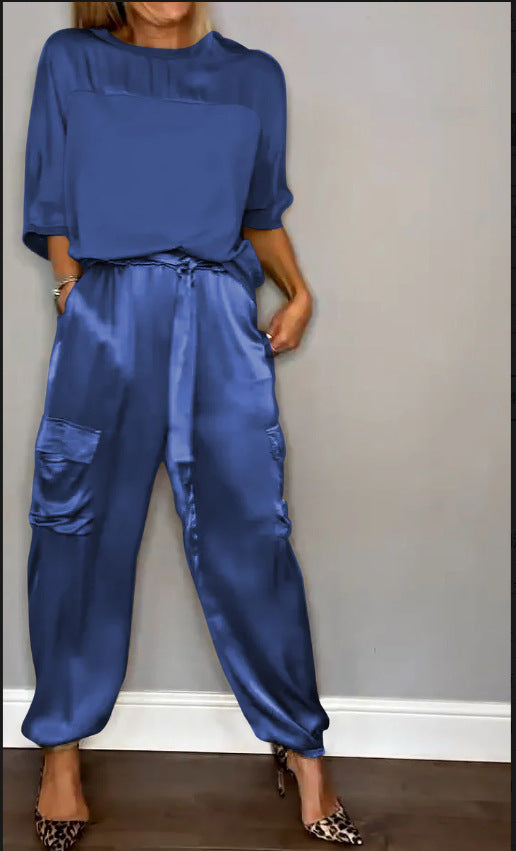 Ensemble Deux Pièces Femme en Satin Doux