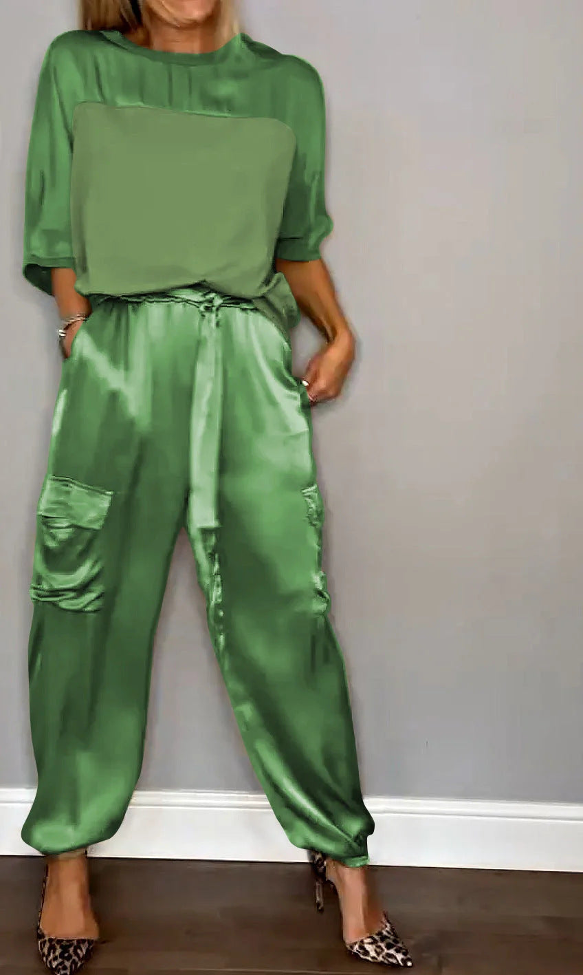 Ensemble Deux Pièces Femme en Satin Doux