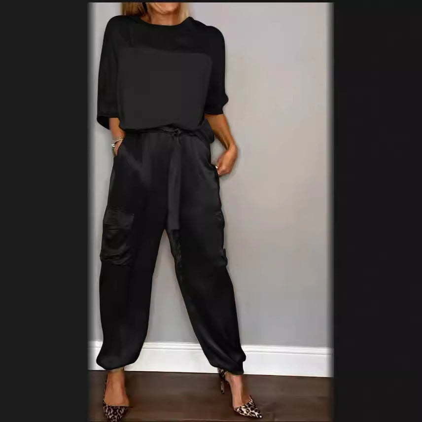 Ensemble Deux Pièces Femme en Satin Doux