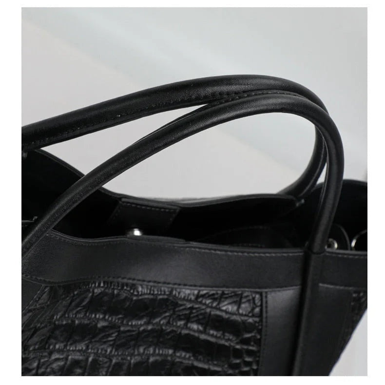 Crocodile Effect Leather Handbag