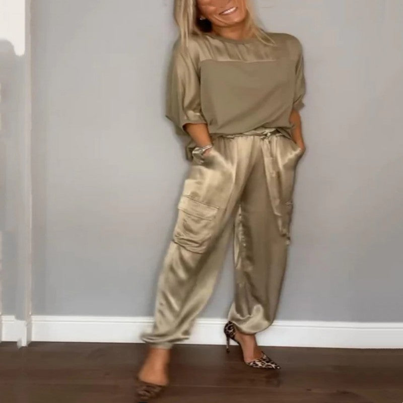 Ensemble Deux Pièces Femme en Satin Doux