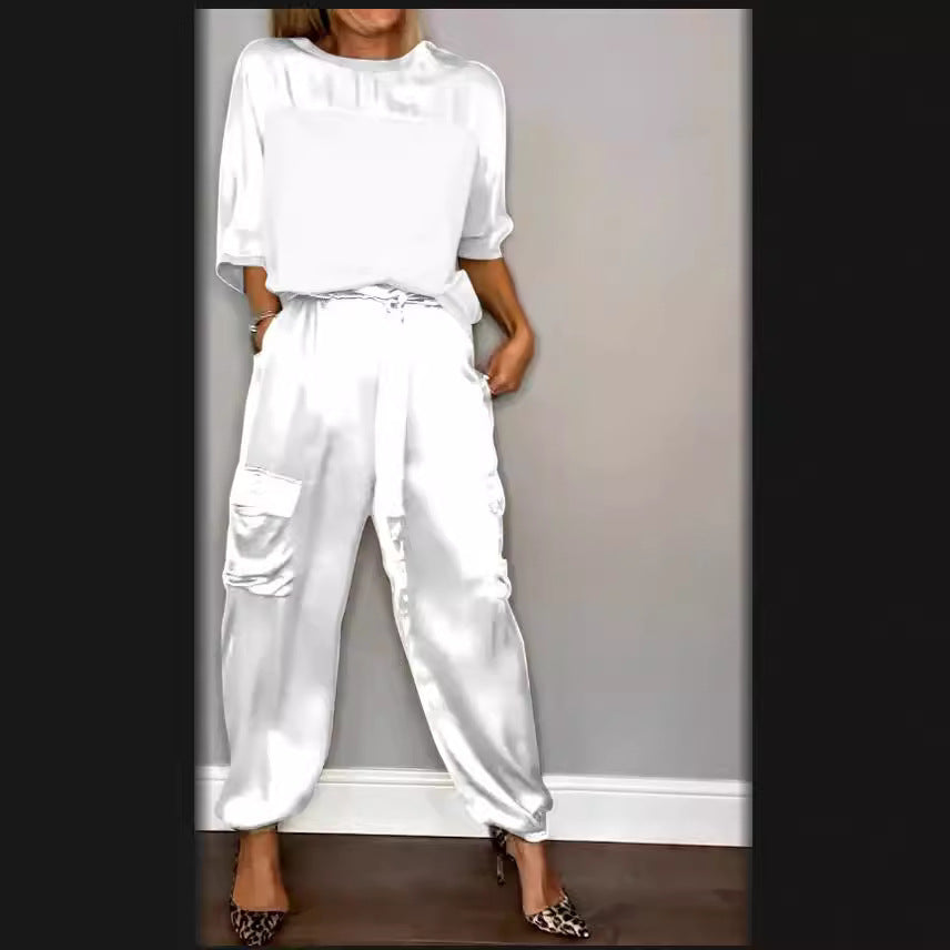 Ensemble Deux Pièces Femme en Satin Doux