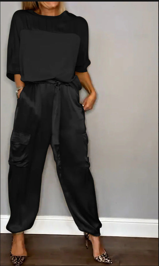 Ensemble Deux Pièces Femme en Satin Doux