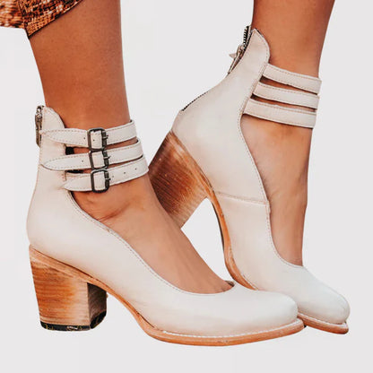 Chaussures à talons en cuir avec brides multiples