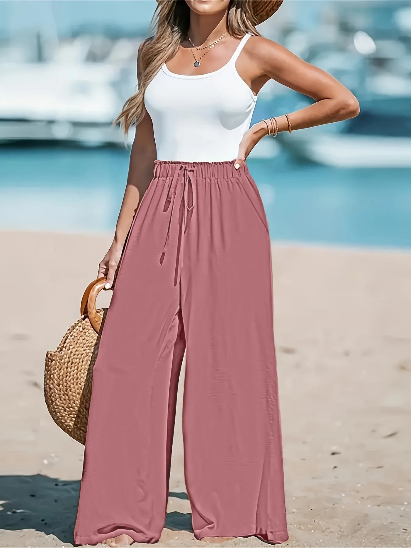 Pantalon Large Fluide – Élégance féminin